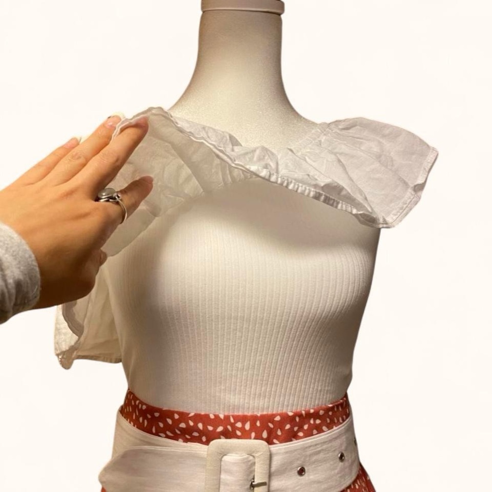 Zara White One-Shoulder Ruffle Blouse - Picture 5 of 5